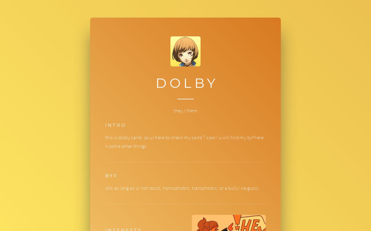 Carrd profile picture for @dolby